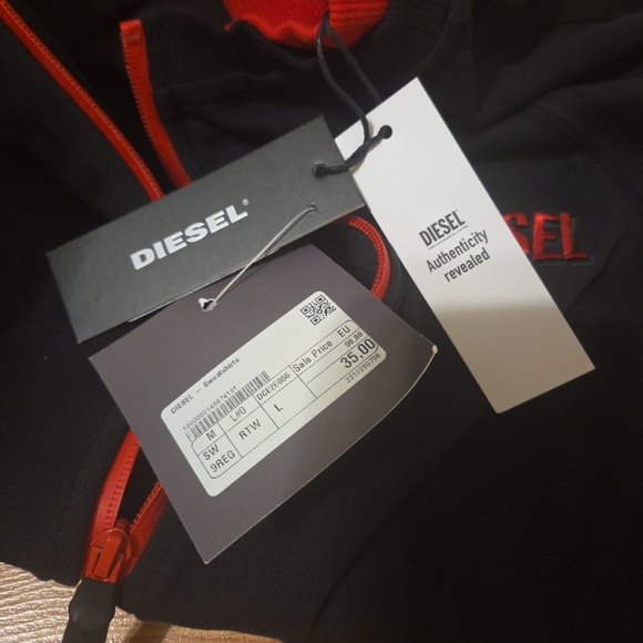 DIESEL Men's Jacket NWT L UMLT MAXX Red and Black Zip Up Casual Sweatshirt - Picture 12 of 12
